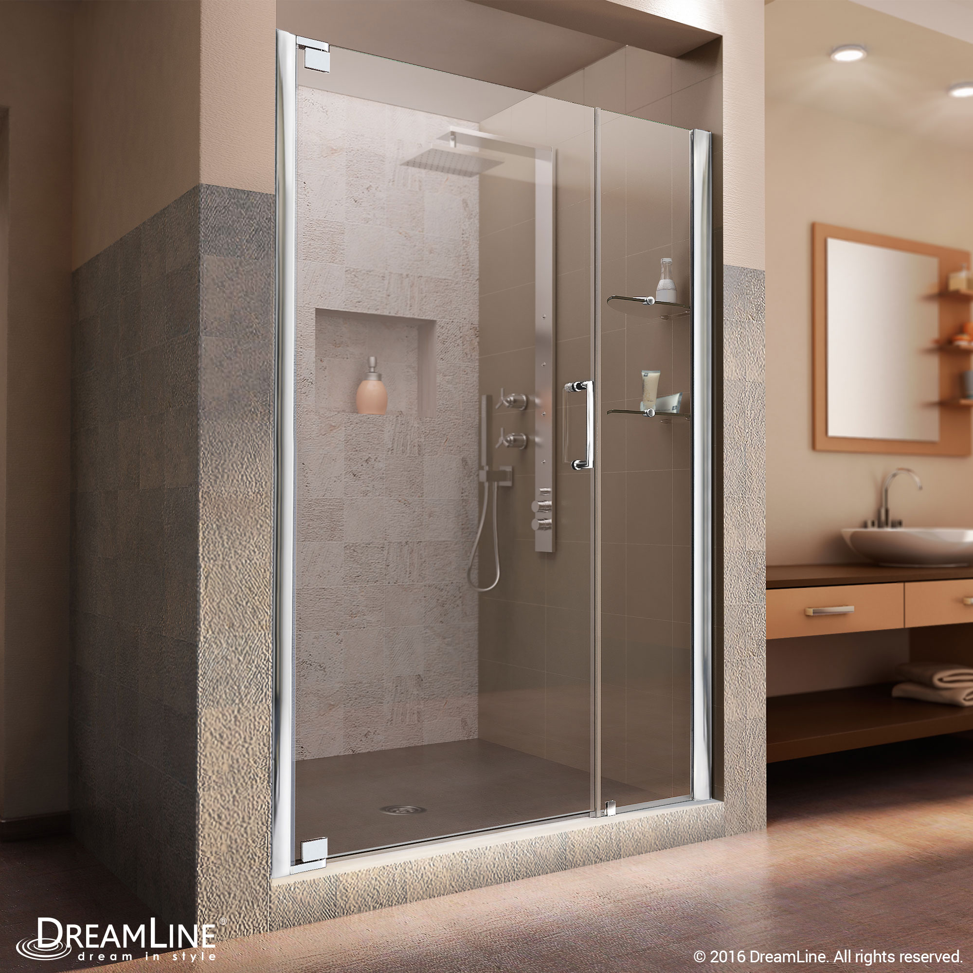 Dreamline Elegance 51 To 53 In Frameless Pivot Shower Door Clear 3 Frameless Pivot Shower Door Clear 3 8